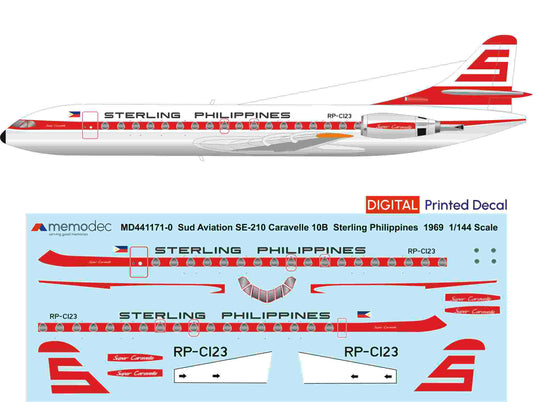 Sud Aviation SE-210 Caravelle 10B Sterling Philippines (1969) Decal