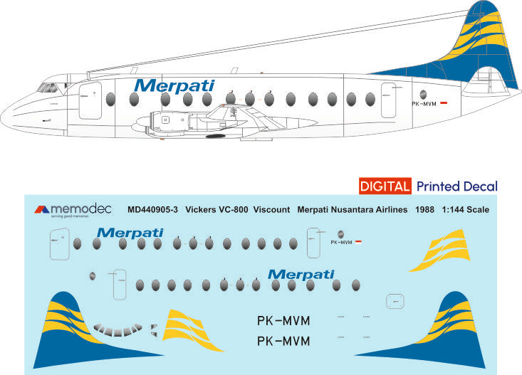 Vickers Viscount VC-800 Merpati Nusantara Airlines (1988) Decal