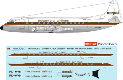 Vickers Viscount VC-800 Merpati Nusantara Airlines (1985) Decal