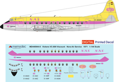 Vickers Viscount VC-814 Nora Air Service (1971) Decal