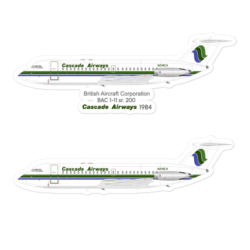 BAC 1-11 sr.200 Cascade Airways (1984) Sticker Set - Memodec