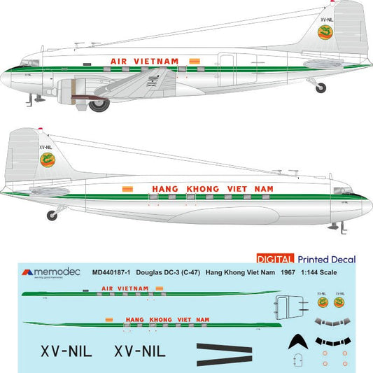 Douglas DC-3 (C-47) Air Vietnam / Hang Khong Viet Nam (1967) - Memodec