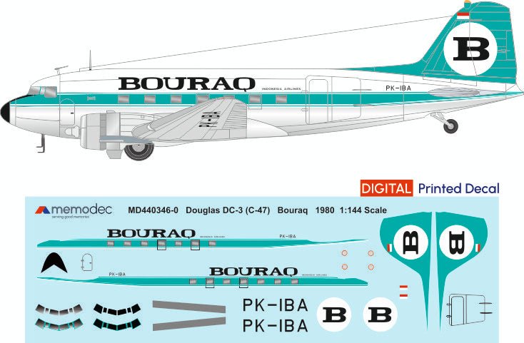 Douglas DC-3 (C-47) Bouraq Indonesia (1980) - Memodec