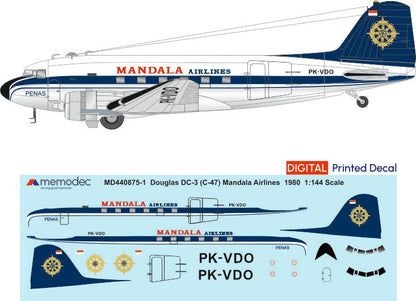 Douglas DC-3 (C-47) Mandala Airlines (1980) - Memodec