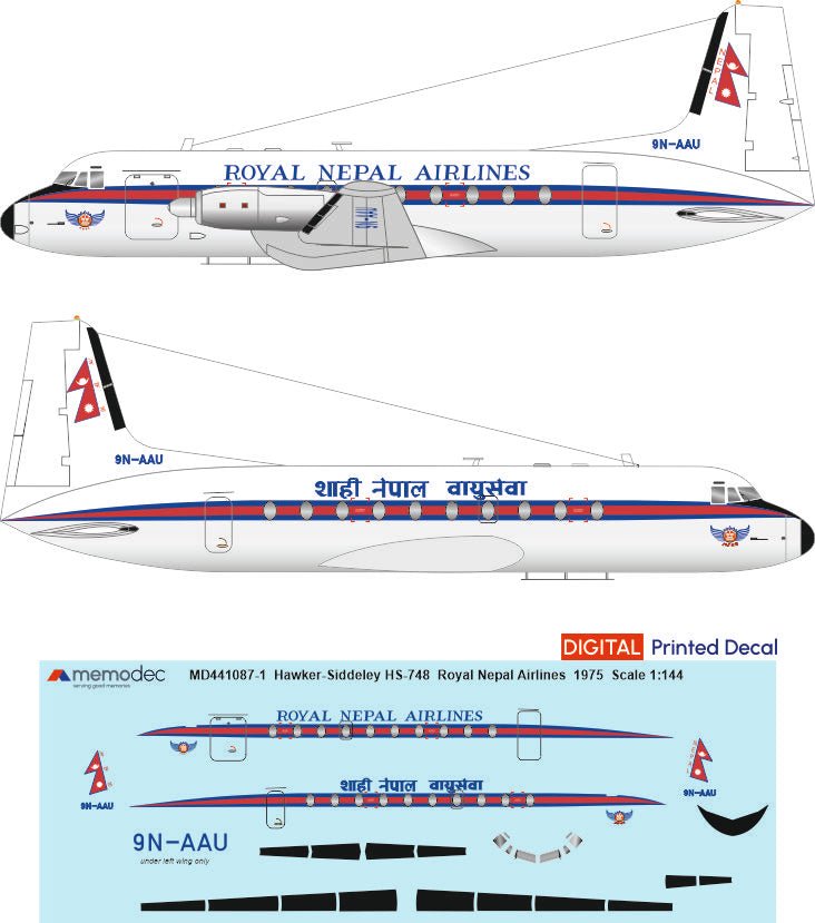 Hawker Siddeley HS - 748 Royal Nepal Airlines (1975) - Memodec