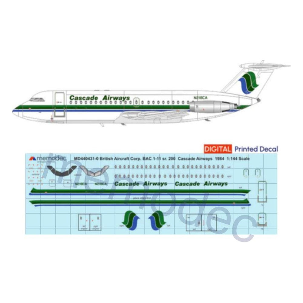BAC 1-11 sr.200 Cascade Airways (1984) Decal