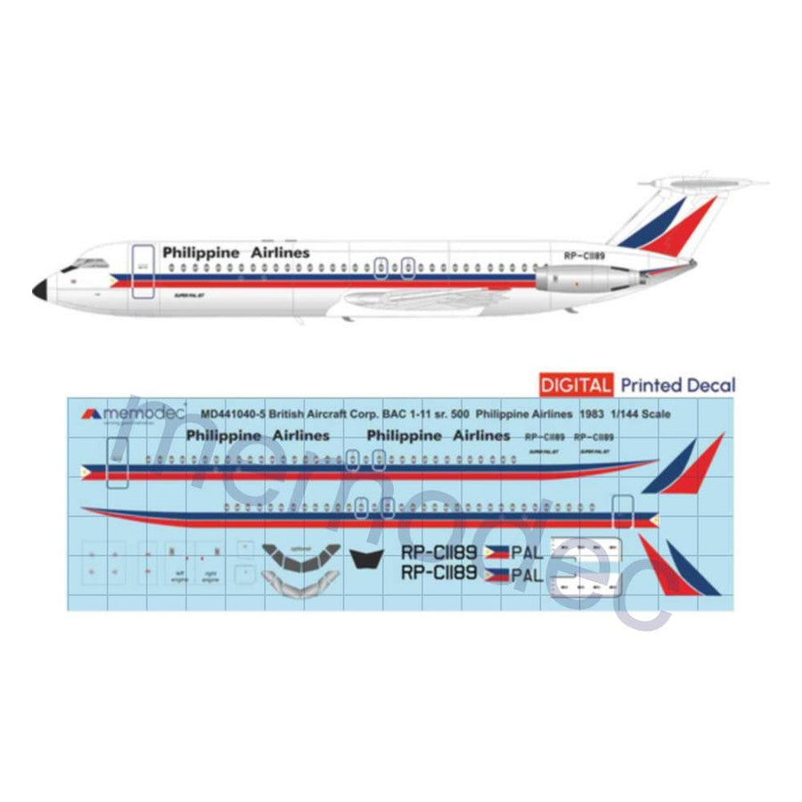 BAC 1-11-sr.500 Philippine Airlines (1983) Decal decal sheet