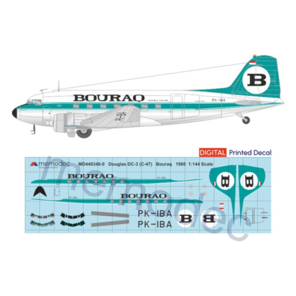 Douglas DC-3 (C-47) Bouraq Indonesia (1980) Decal