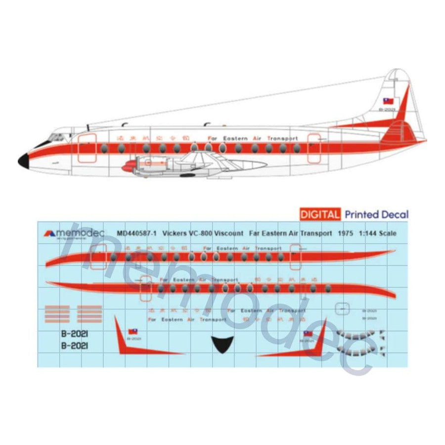 Vickers Viscount VC-800 Far Eastern Air Transport FAT (1975) Decal decal sheet