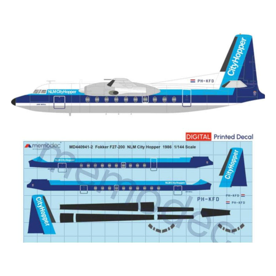 Fokker F27-200 NLM CityHopper (1986) Decal decal sheet