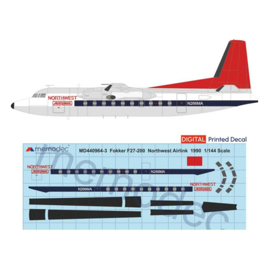 Fokker F27-200 Northwest Airlink (1990) Decal decal sheet