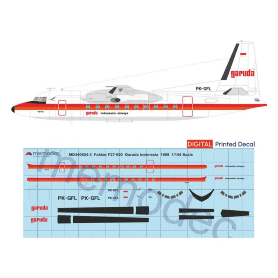 Fokker F27-600 Garuda (1969) Decal decal sheet