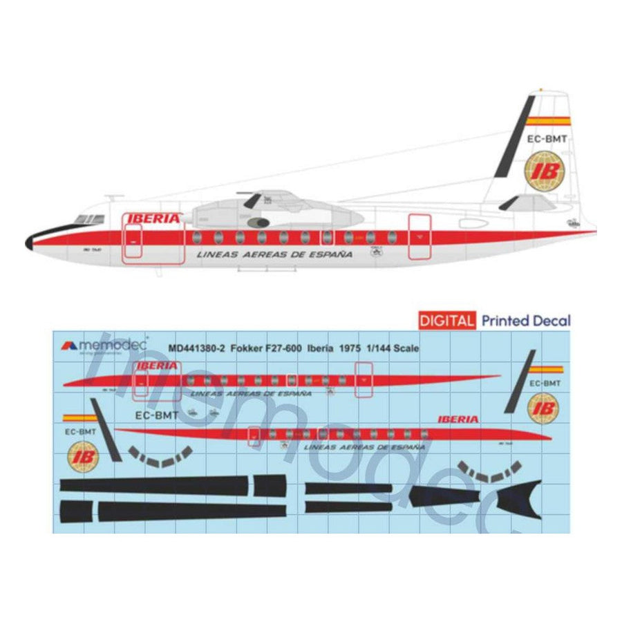 Fokker F27-600 Iberia (1975) Decal decal sheet