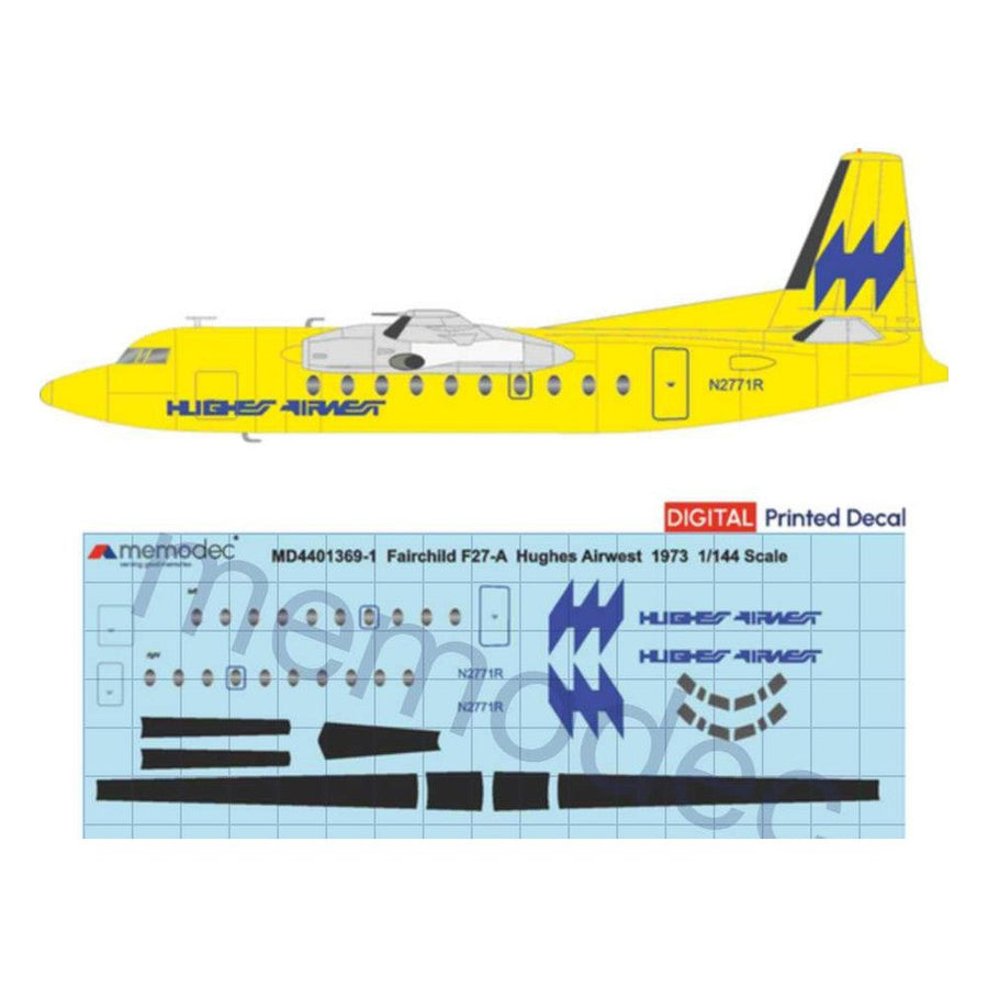 Fokker/Fairchild F27A Hughes Airwest (1973) Decal decal sheet