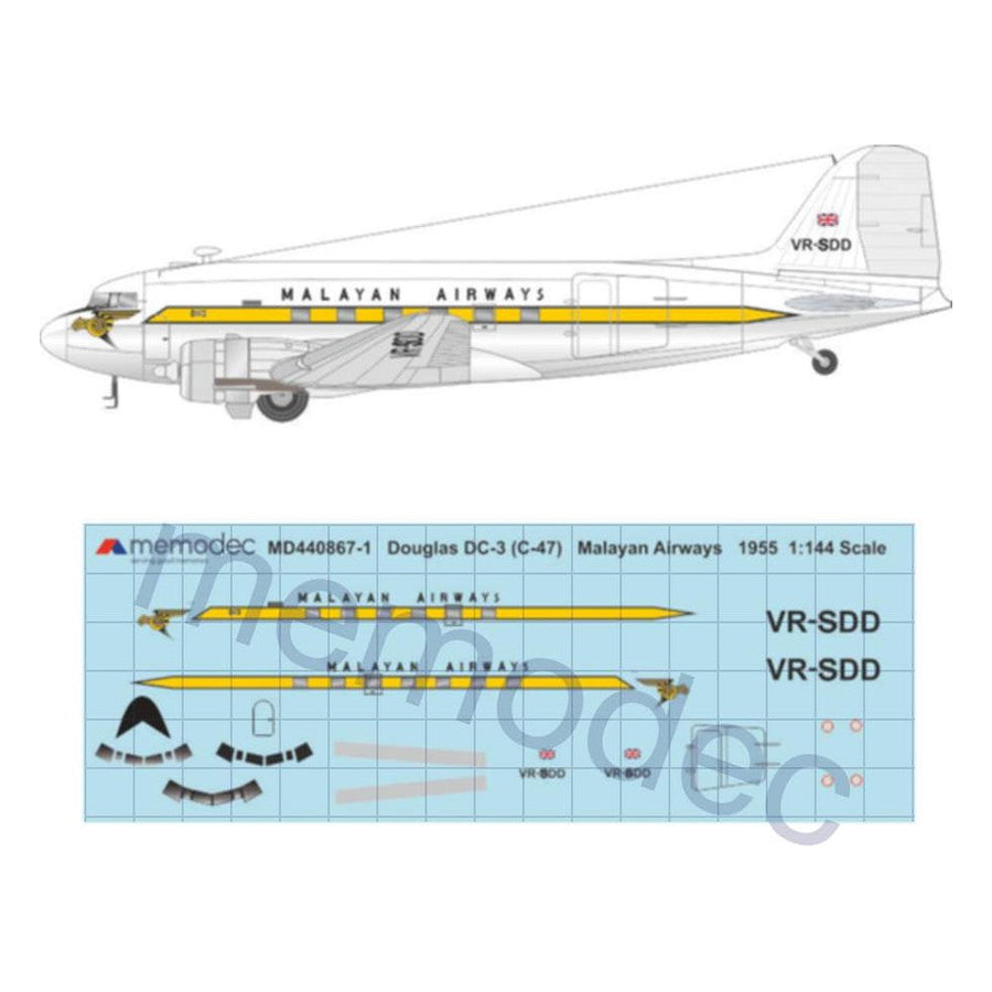 Douglas DC-3 (C-47) Malayan Airways (1955) Decal decal sheet