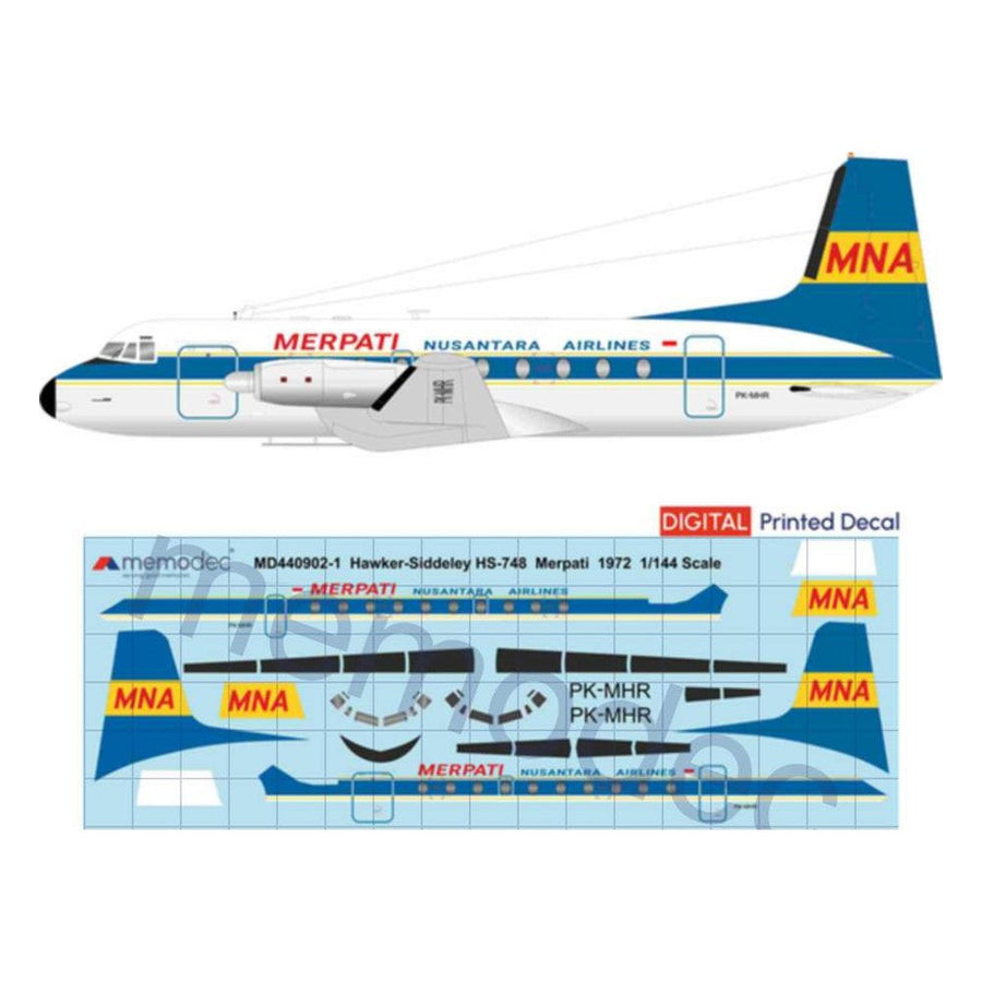 Hawker Siddeley HS-748 Merpati Nusantara Airlines (1972) Decal decal sheet
