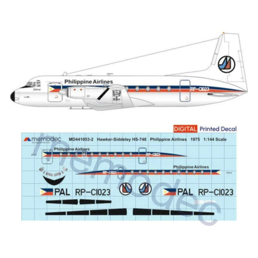 Hawker Siddeley HS-748 Philippine Airlines (1975) Decal decal sheet