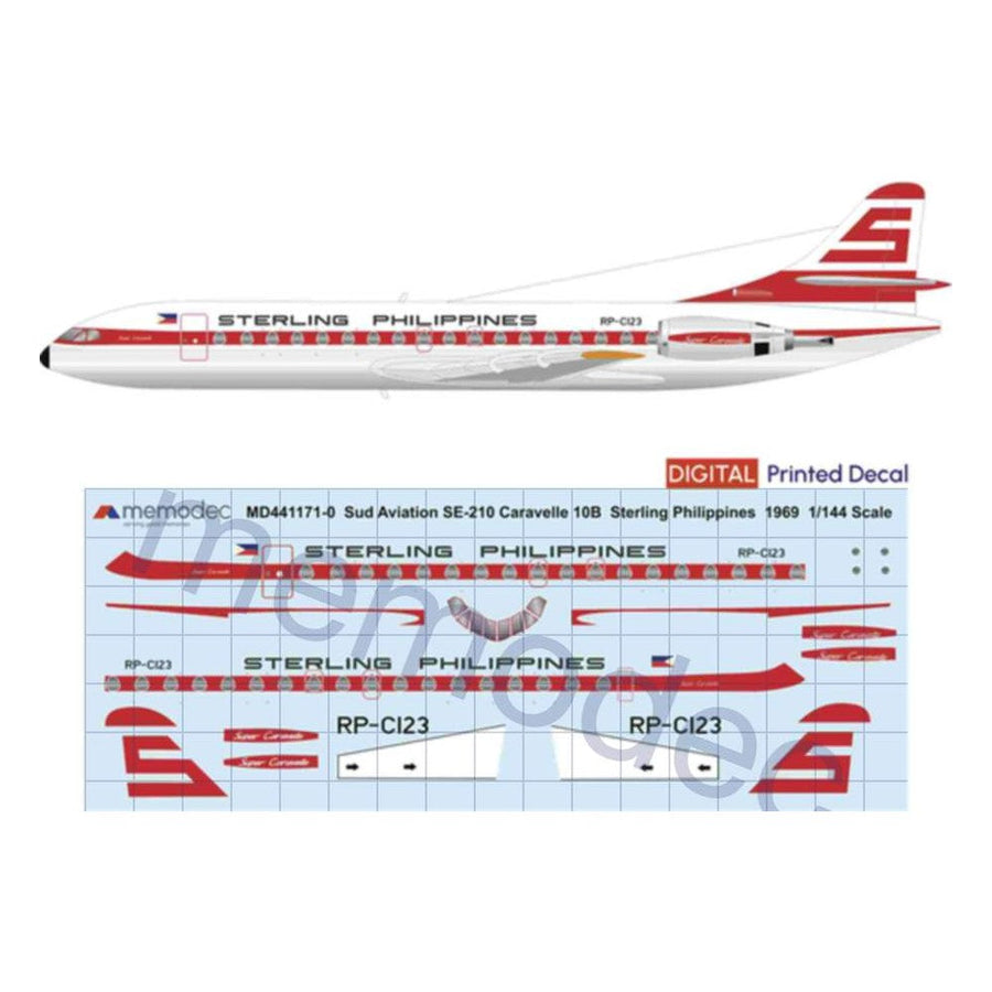 Sud Aviation SE-210 Caravelle 10B Sterling Philippines (1969) Decal decal sheet