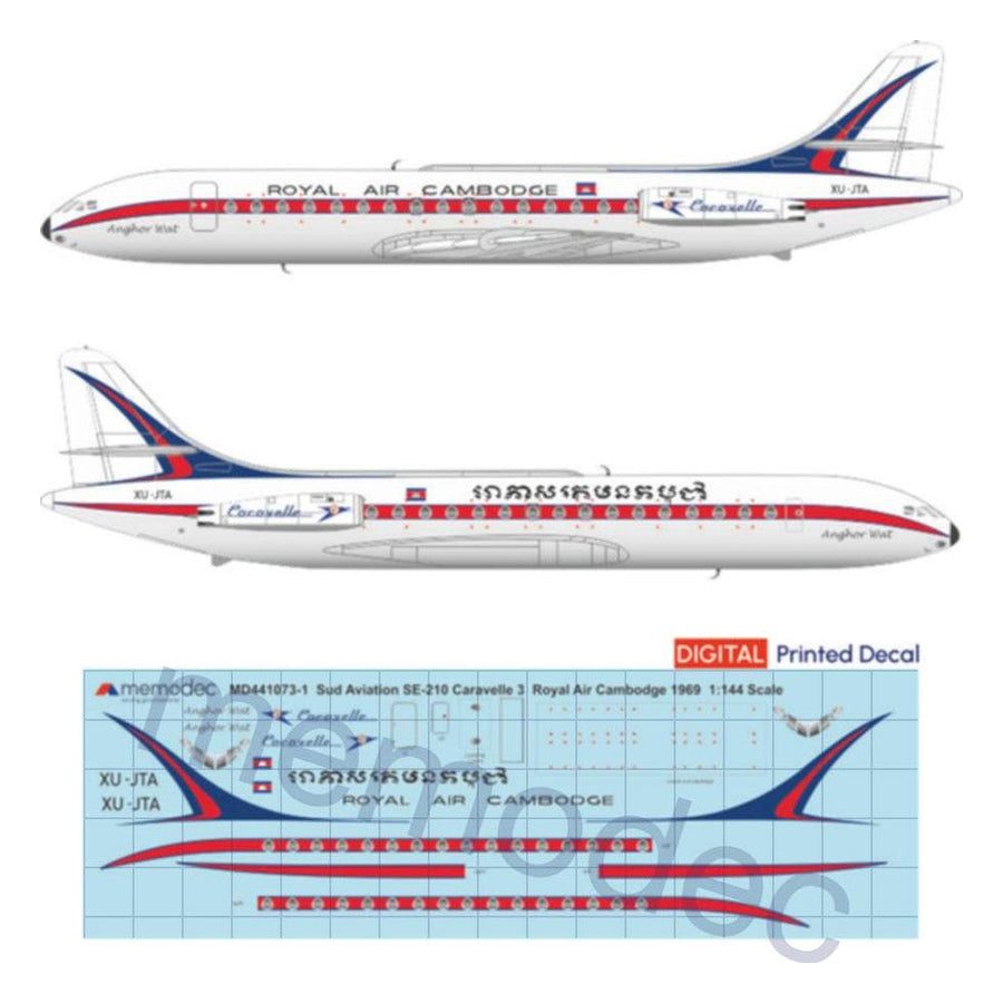 Sud Aviation SE-210 Caravelle 3 Royal Air Cambodge (1969) Decal decal sheet