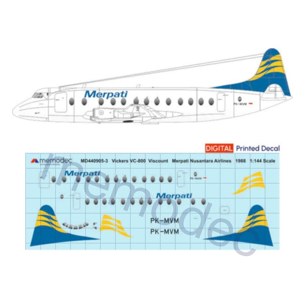 Vickers Viscount VC-800 Merpati Nusantara Airlines (1988) Decal
